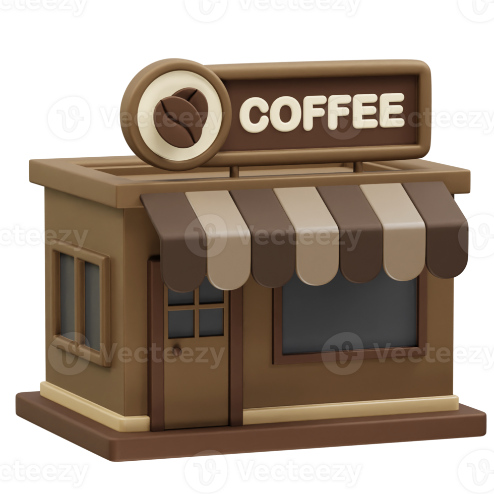 Coffee Shop icon 3d rendering illustration. Coffee bean icon 3d png