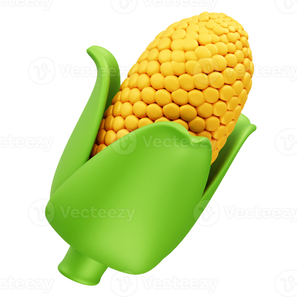 corn on the cob icon 3d render illustration. Sweet Corn 3d Icon illustration png