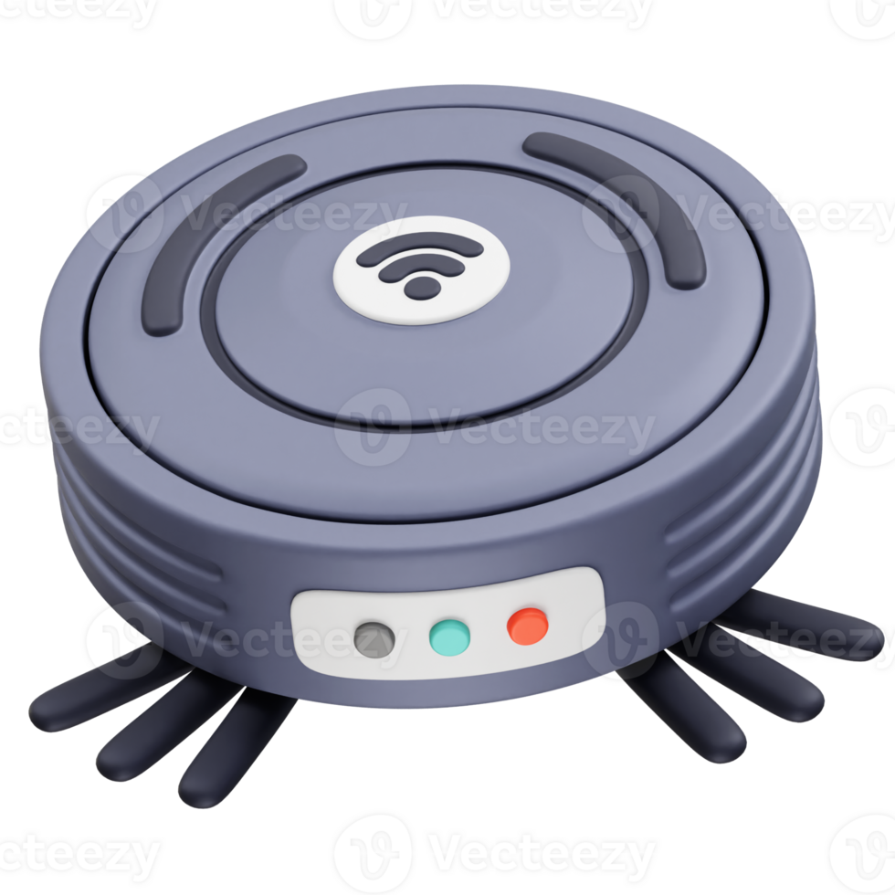 Robotic Vacuum Cleaner with Control Panel icon 3d render illustration png