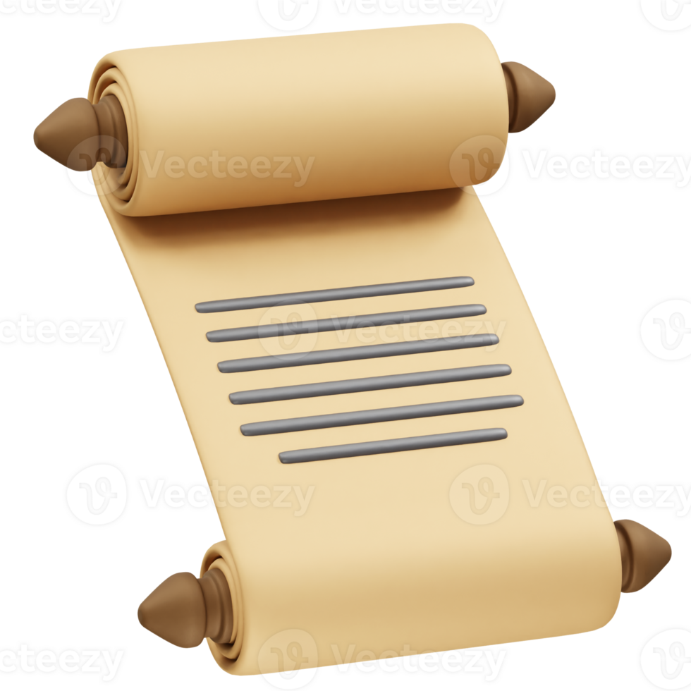old scroll paper icon illustration 3d render png