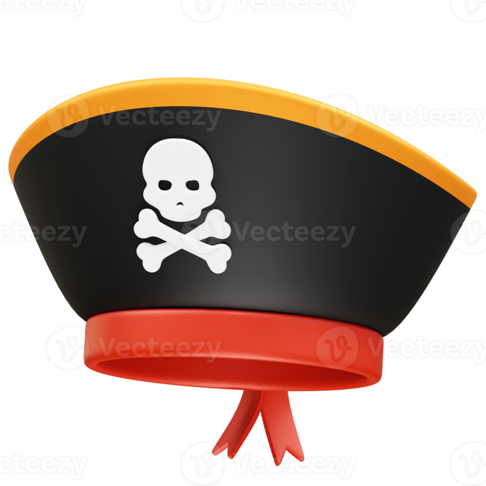 pirate hat with skull and crossbones icon illustration 3d. Pirate hat icon 3d png