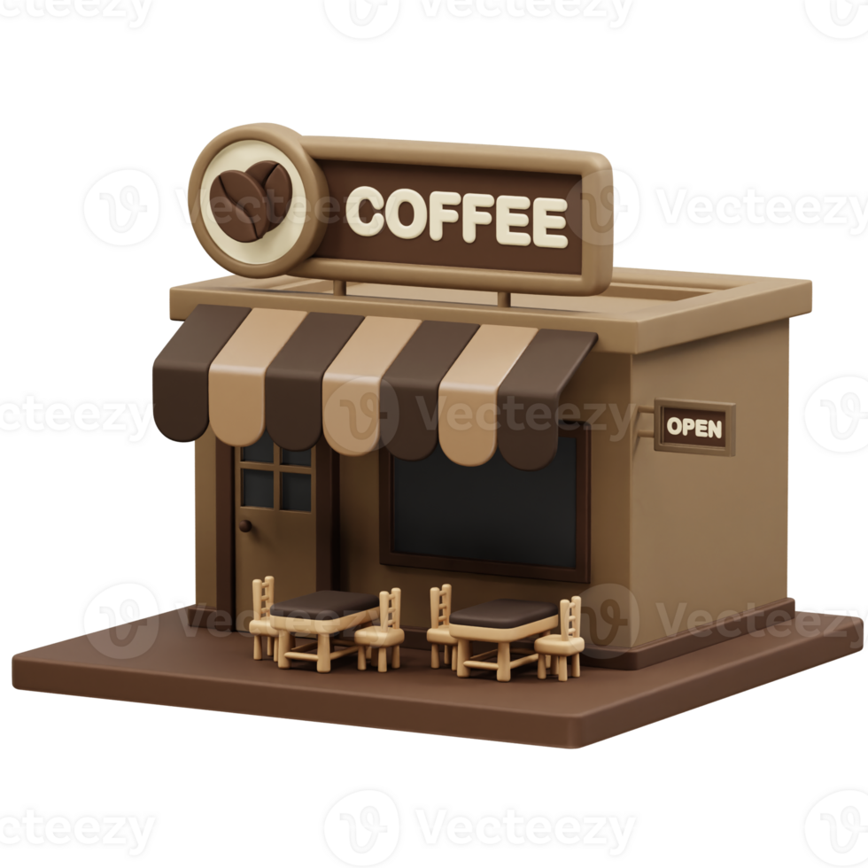 Coffee Shop icon 3d rendering illustration. Coffee bean icon 3d illustration render png