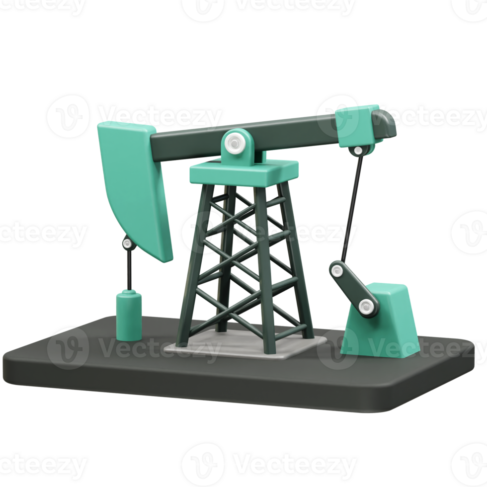 oil pump jack 3d rendering illustration. Fuel drilling oil pump jack illustration 3d png
