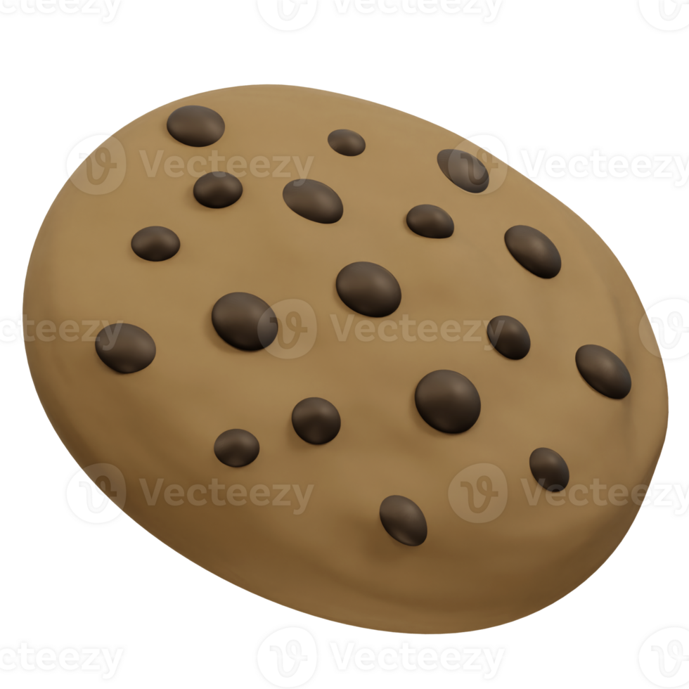 Delicious Chocolate Chip Cookie icon illustration 3d render png