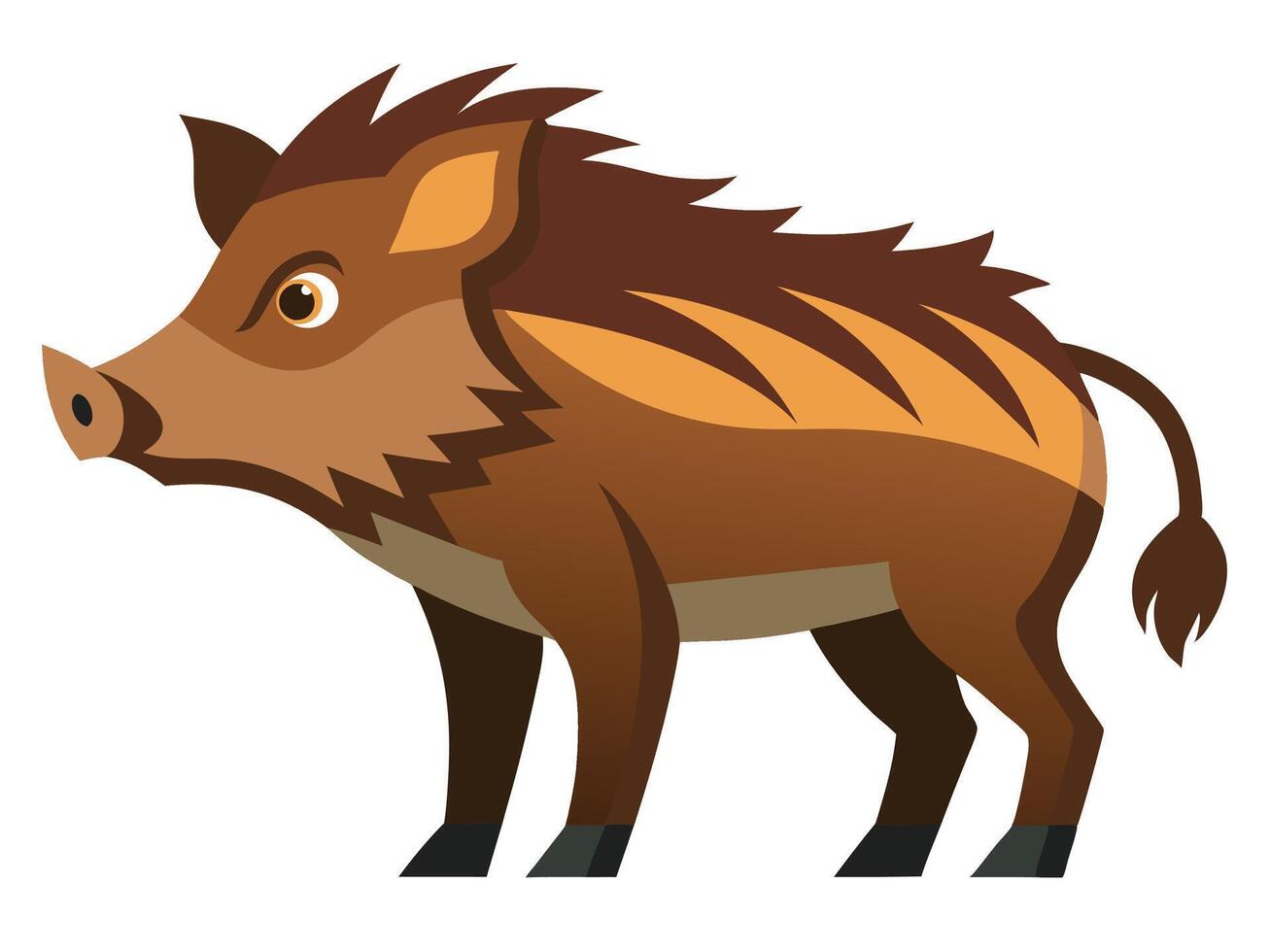 Stylized illustration of a wild boar animal featuring a brown and tan color scheme vector