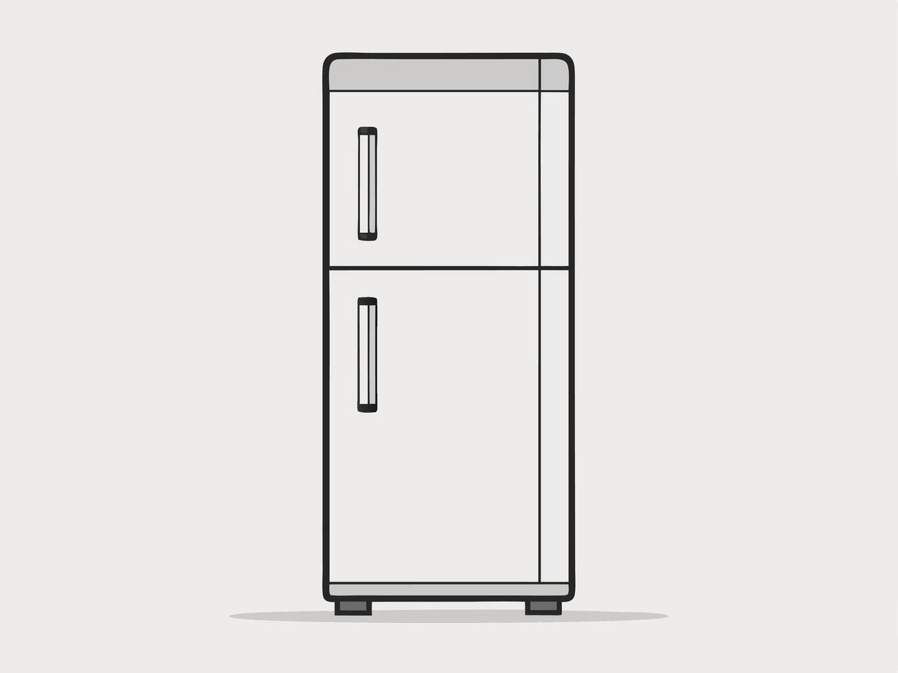 Minimalist illustration of a classic refrigerator showcasing a modern appliance in simple design vector