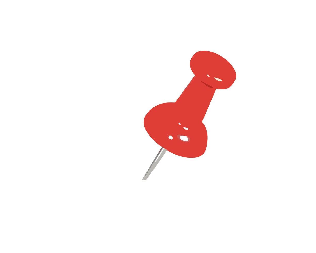 Simple red push pin icon illustration isolated on white background for office stationary vector