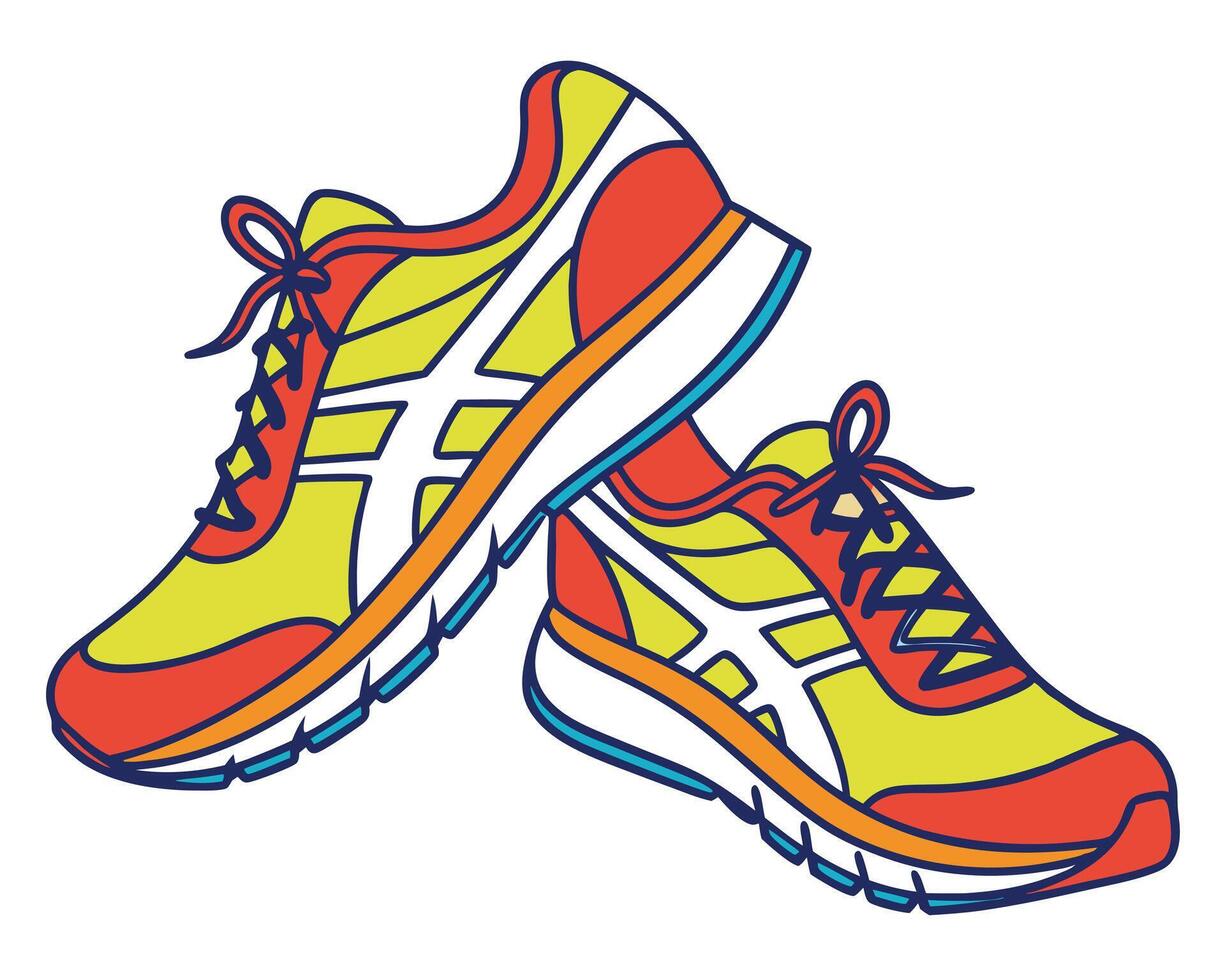 illustration of colorful athletic running shoes isolated on a clean white background. vector
