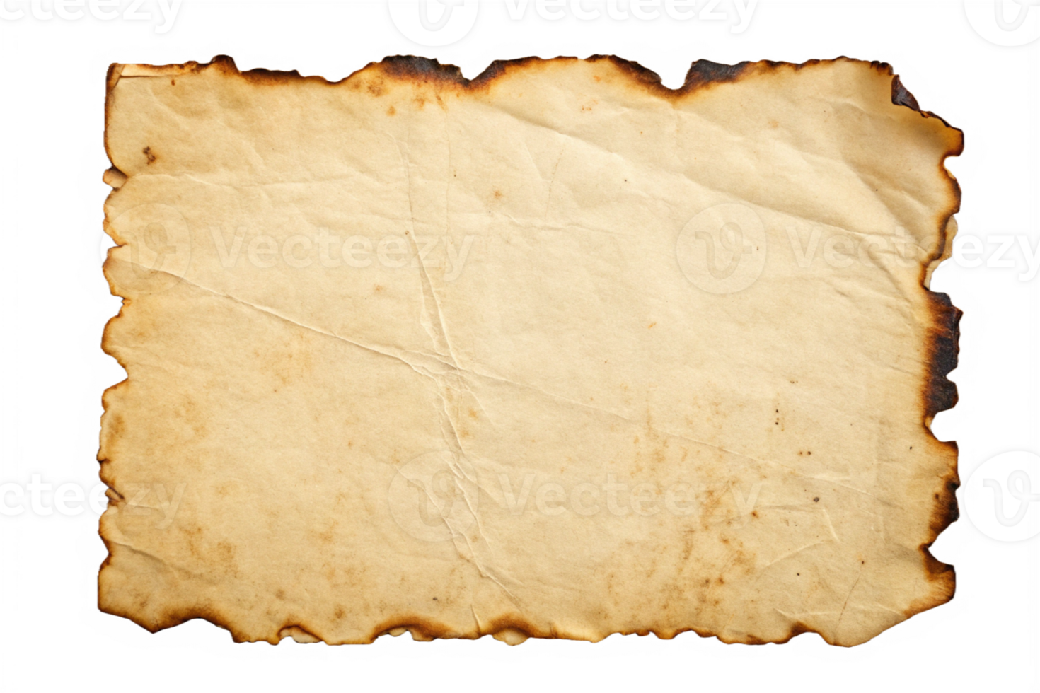 Aged Parchment Paper Texture Burned Around the Edges Design png