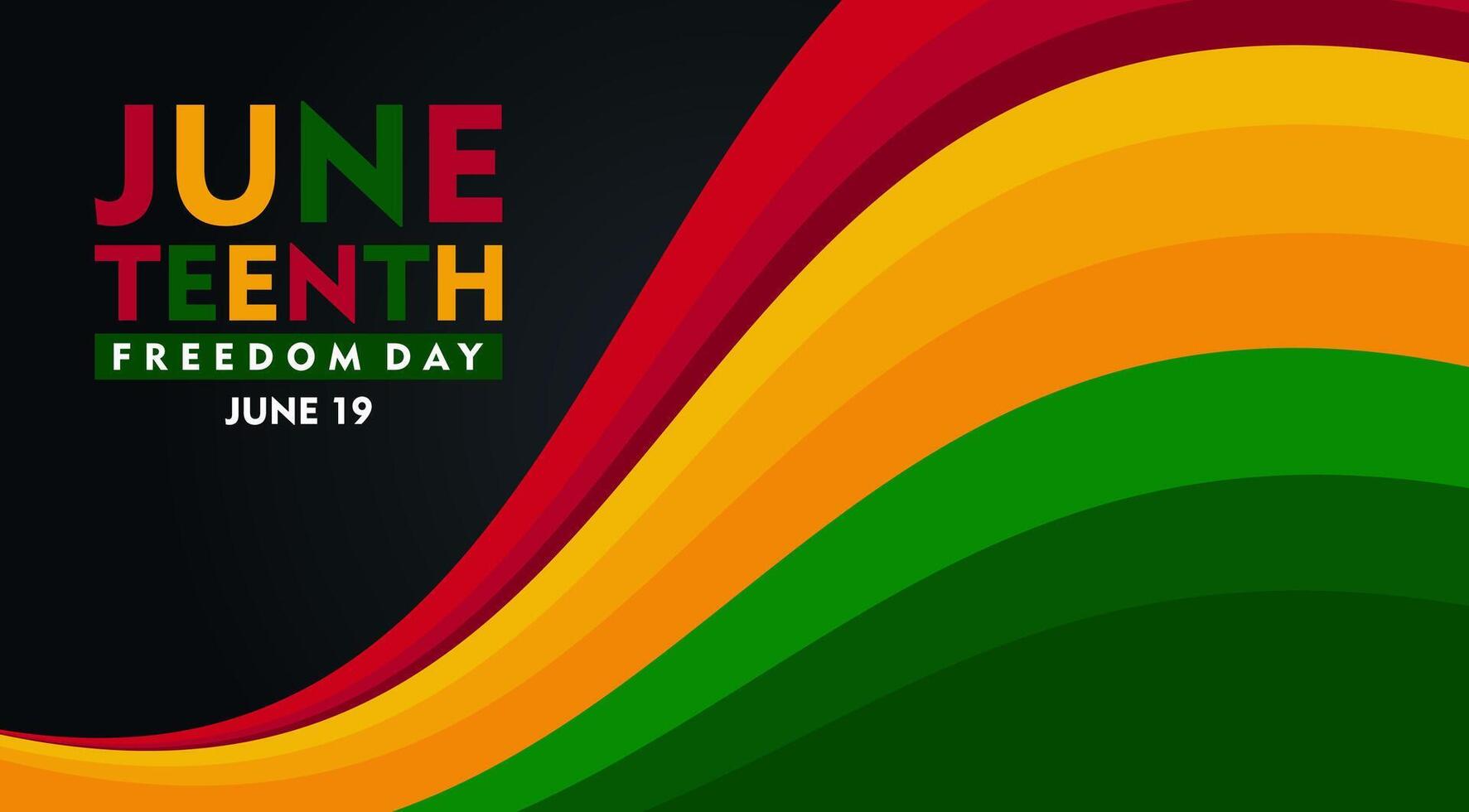 Juneteenth Freedom Day banner background June 19 design element with realistic waving flag vector