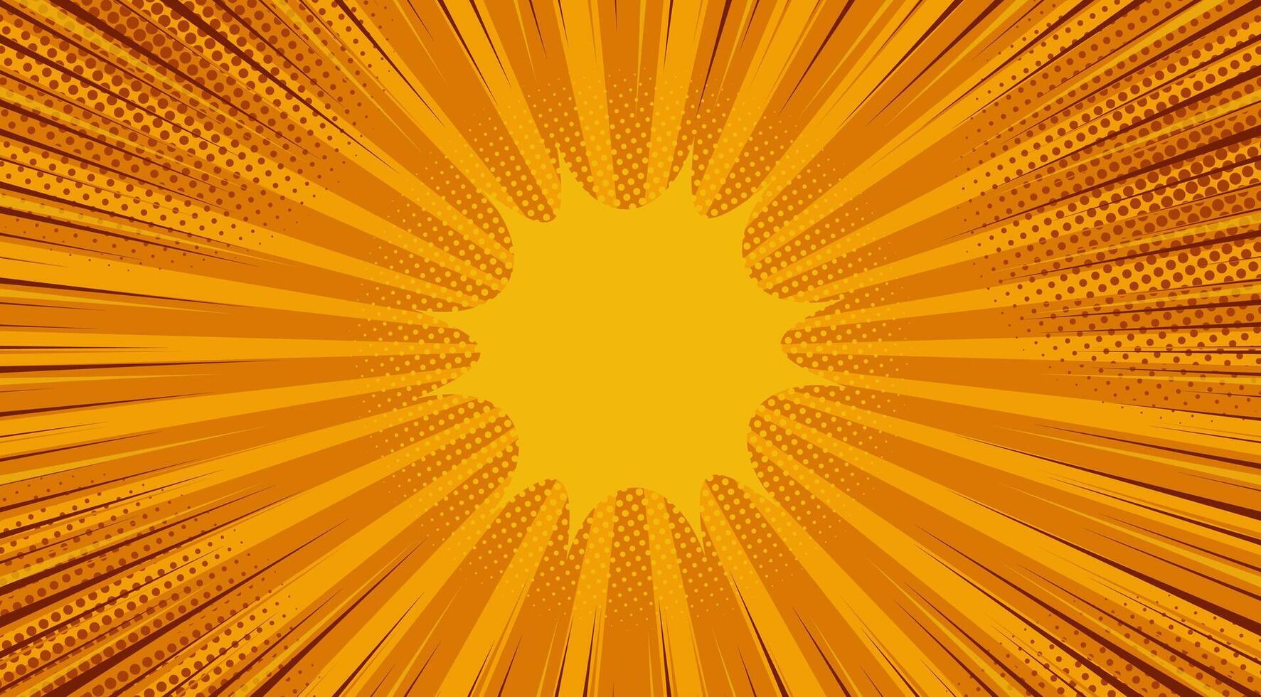 Bright orange pop art comic sunburst effect background with halftone. Cartoon abstract . Suitable for templates, sales banners, events vector