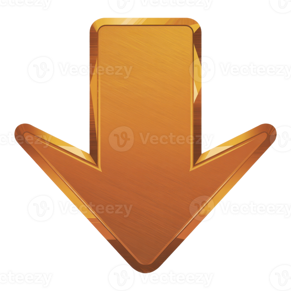 Stylized Downward Arrow Icon Featuring Golden Texture On A Transparent Background png