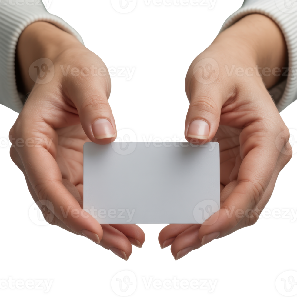 Hands Holding A Blank Card On A Transparent Background png