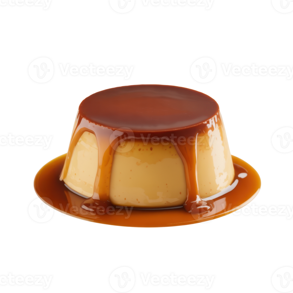 Creamy Caramel Dessert Flan on a Transparent Background png