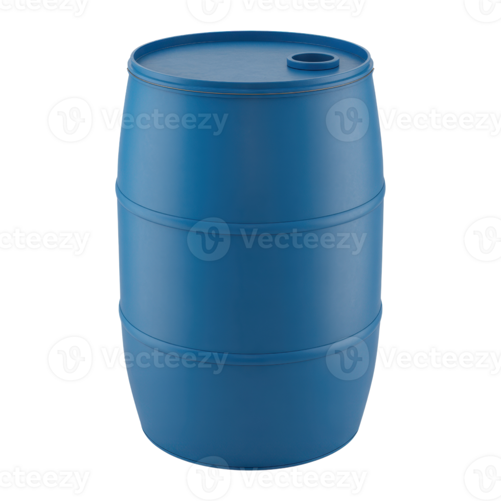 Blue Plastic Barrel With Lid And Top Handle On Transparent Background png