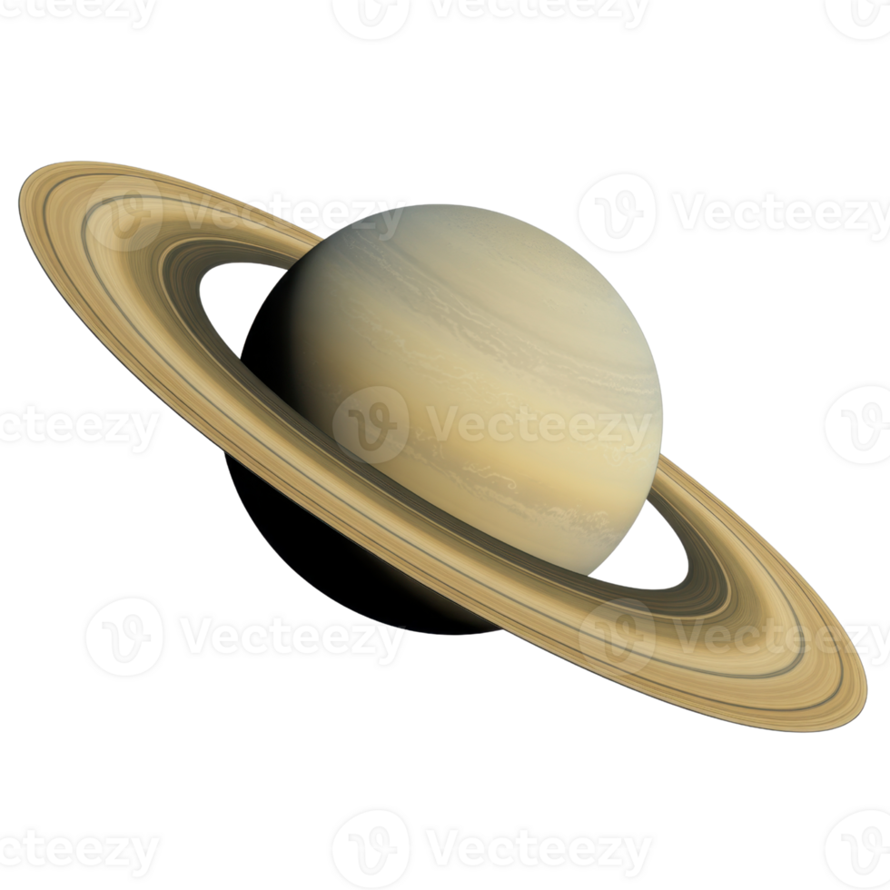 Detailed View Of A Planet With Prominent Rings And Soft Color Gradients on Transparent Background png