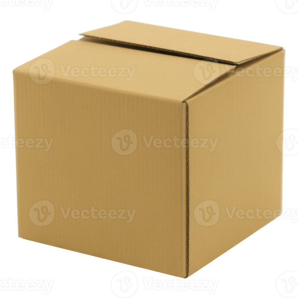 Plain Cardboard Shipping Box On Transparent Background png