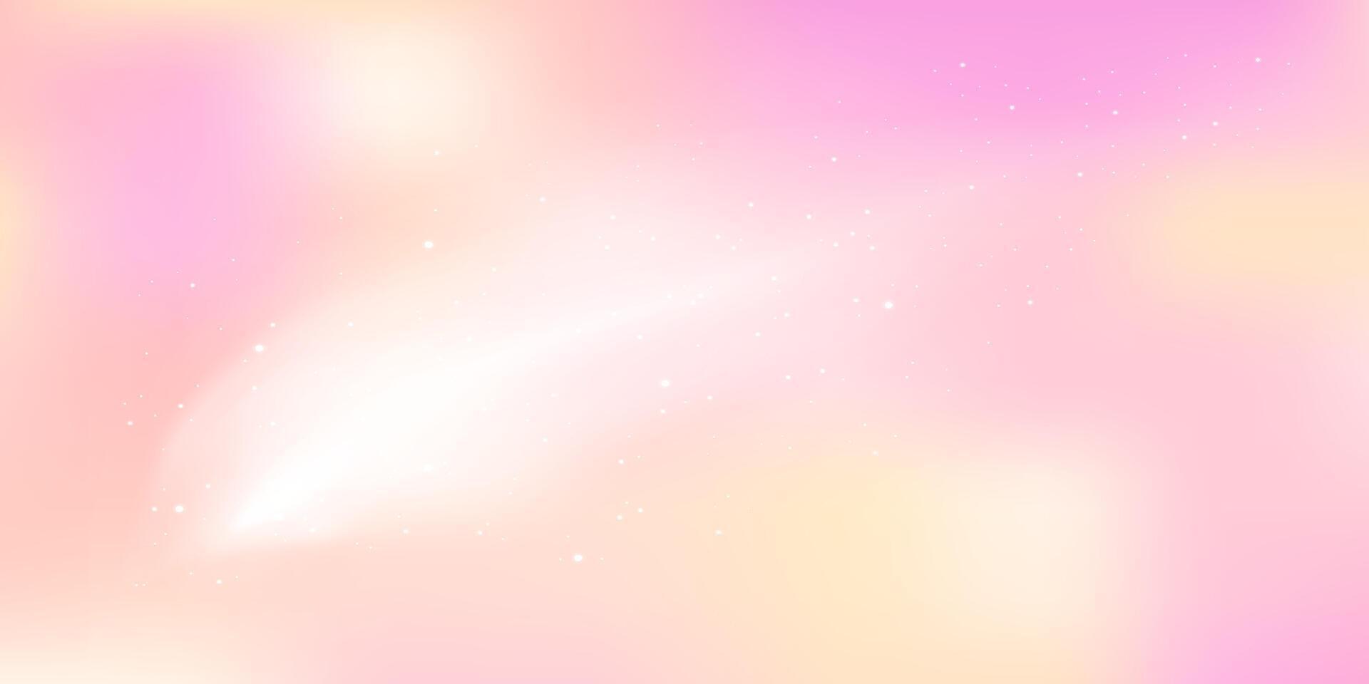 Light pastel gradient in pink and peach tones with glowing center and tiny sparkles. Soft dreamy abstract background. vector