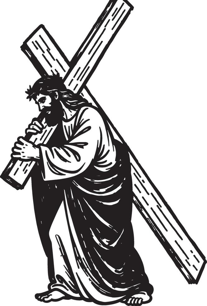 Jesus crucified silhouette Design vector