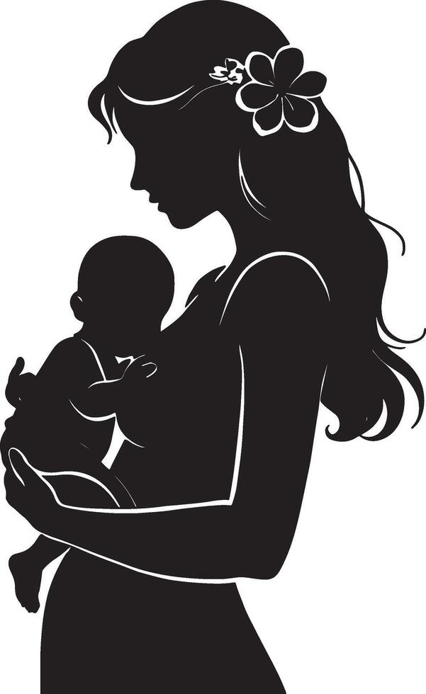 Mother and Baby Silhouette vector