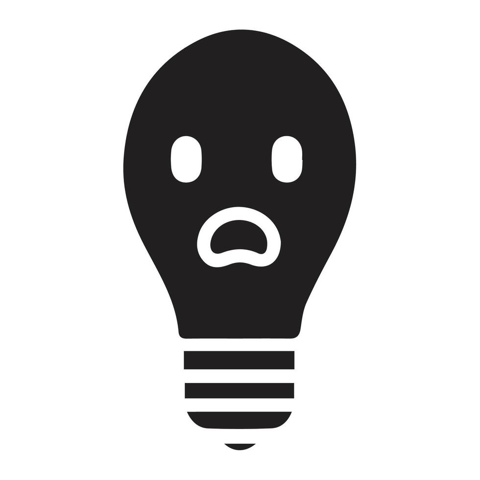 A black light bulb with a sad face vector