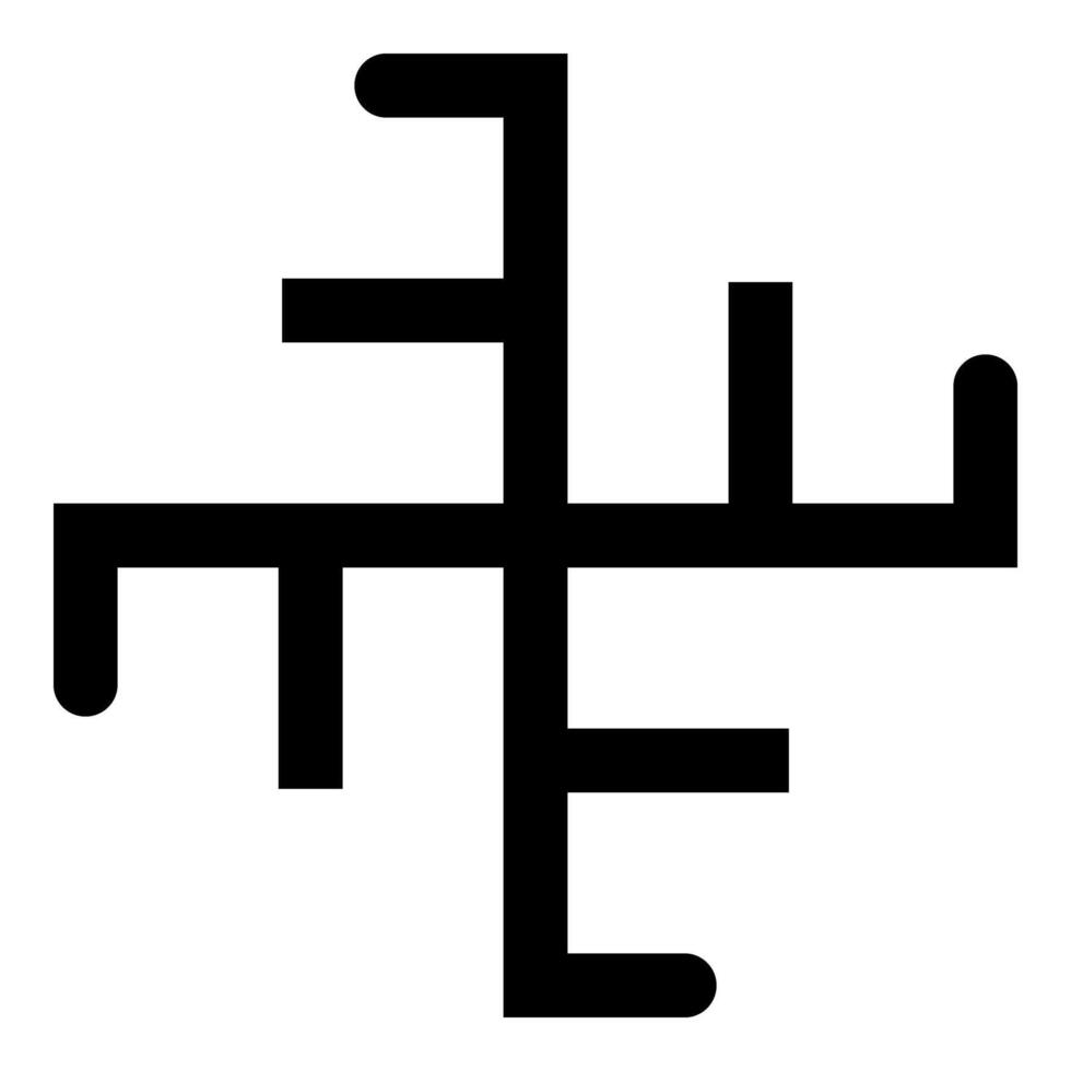Heavenly cross symbol sign slavic pagan icon black color style vector