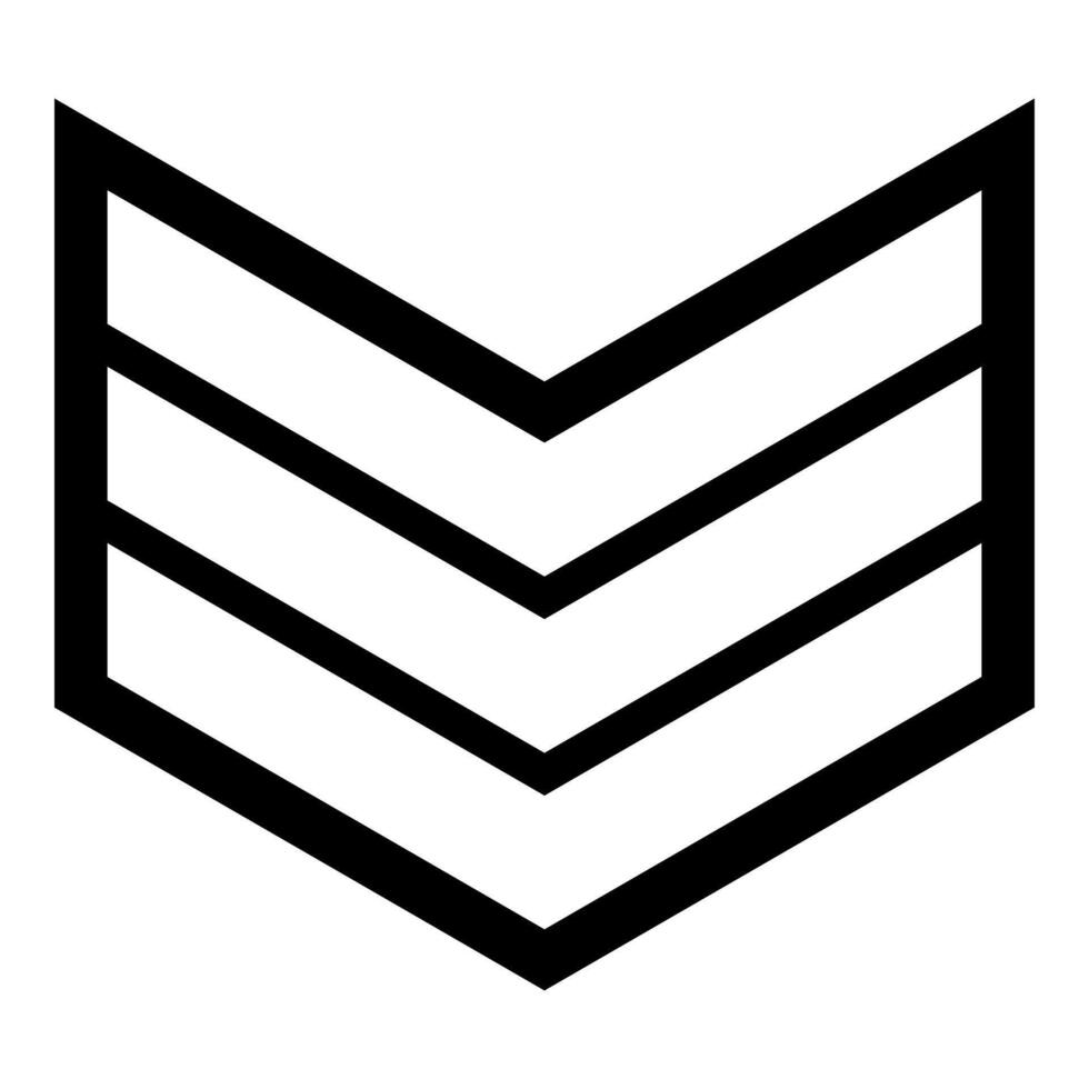 Army chevron military rank insignia badge symbol sign petty officer black icon vector