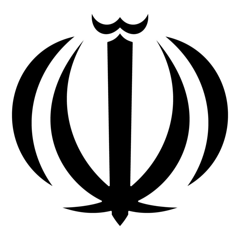 Iran national emblem icon black color style vector