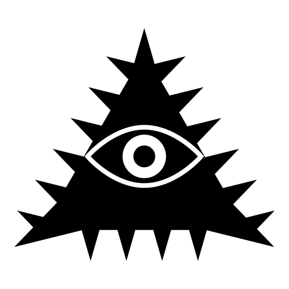 Mason symbol occult emblem of masonic Illuminati triangle all seeing eye of vision providence sacred sign in pyramid in triangle secret concept icon black color style vector