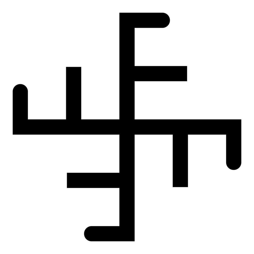 Sun crest symbol sign slavic pagan icon black color style vector