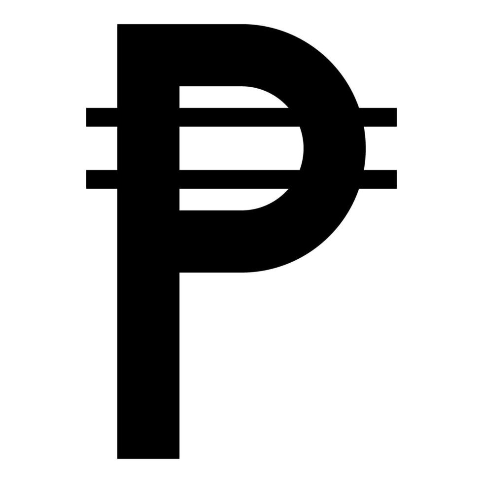 Filipino Peso sign symbol currency icon black color style vector