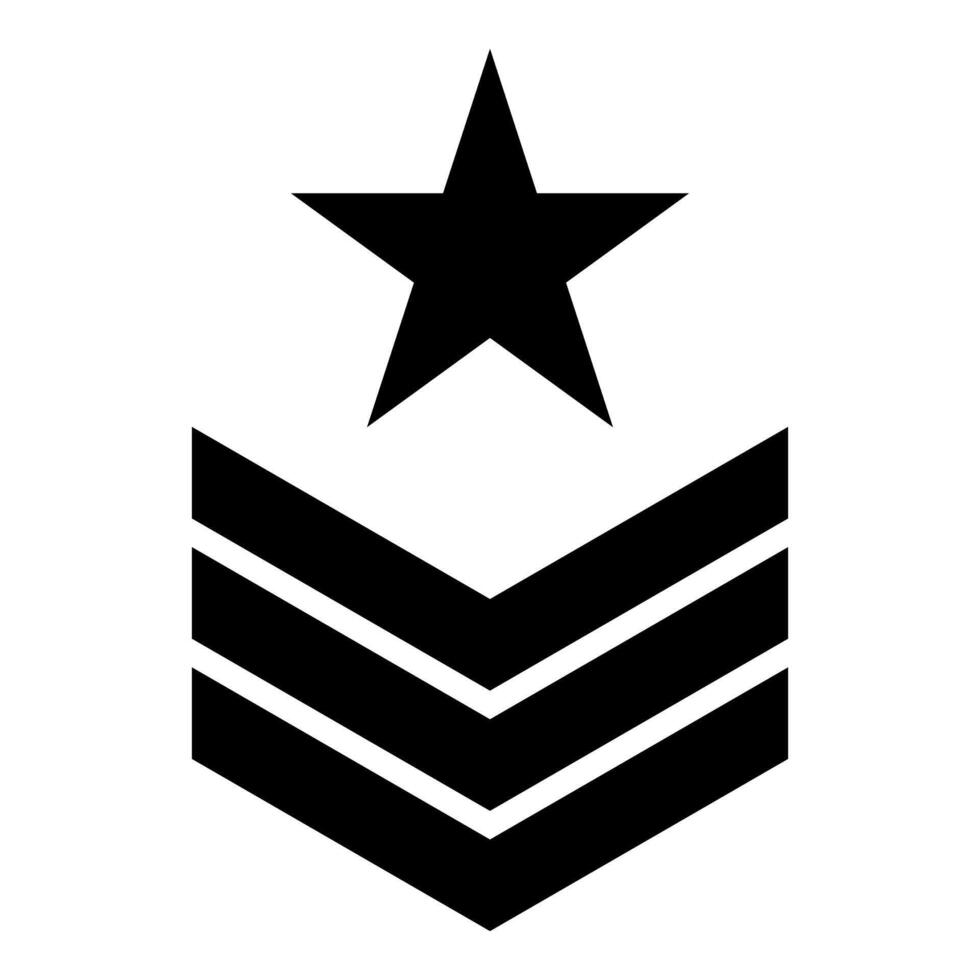 Army chevron military rank insignia badge symbol sign petty officer icon black color vector