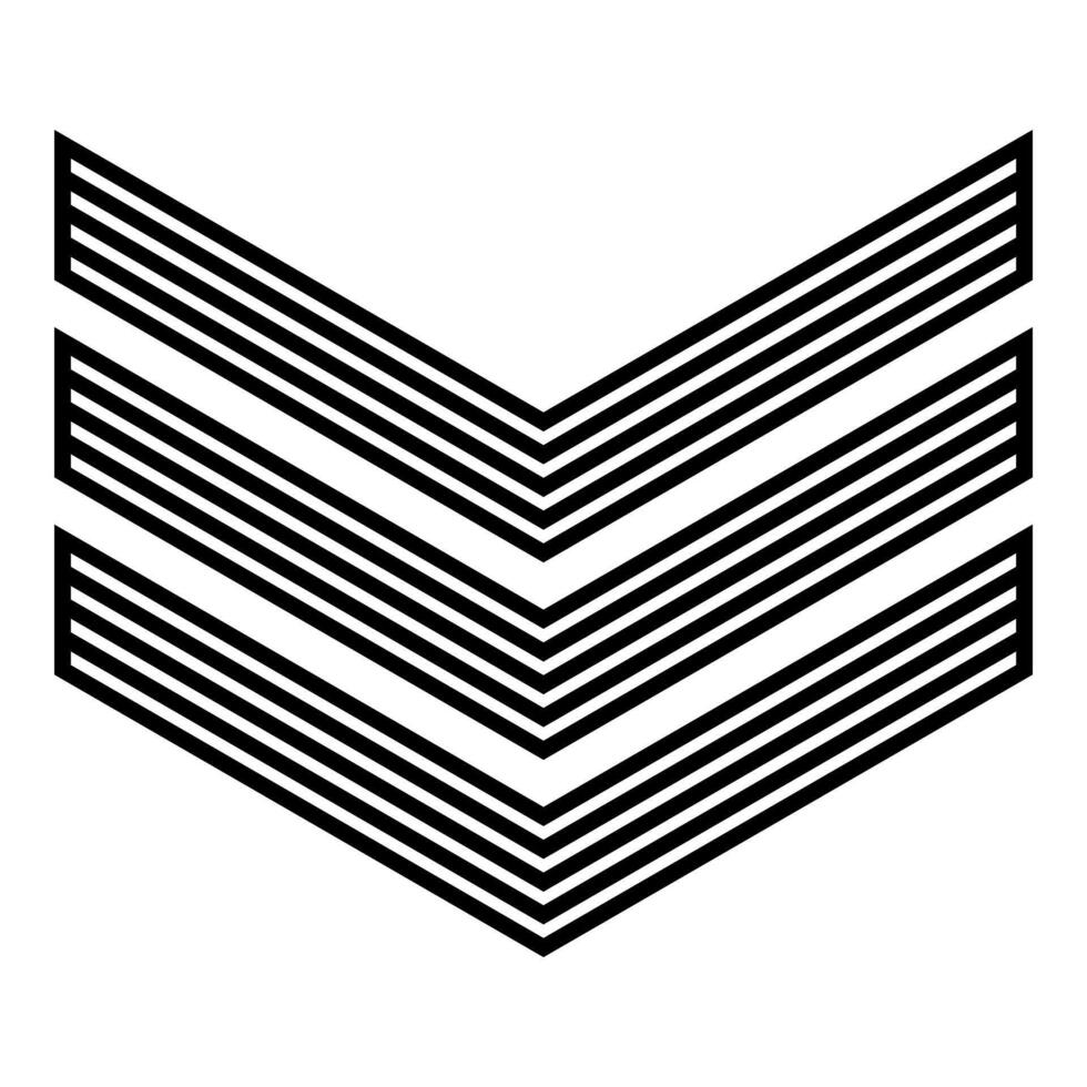 Army chevron military rank insignia badge symbol sign petty officer icon black color style vector
