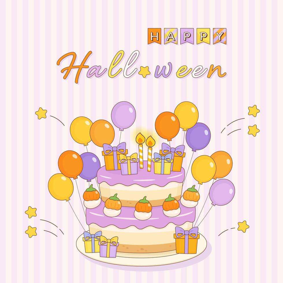 lovely halloween cake celebration vector