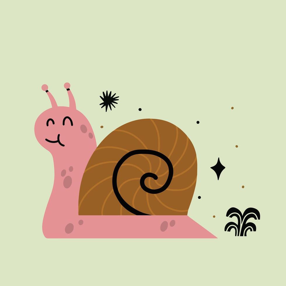 Cute snail illustration vector