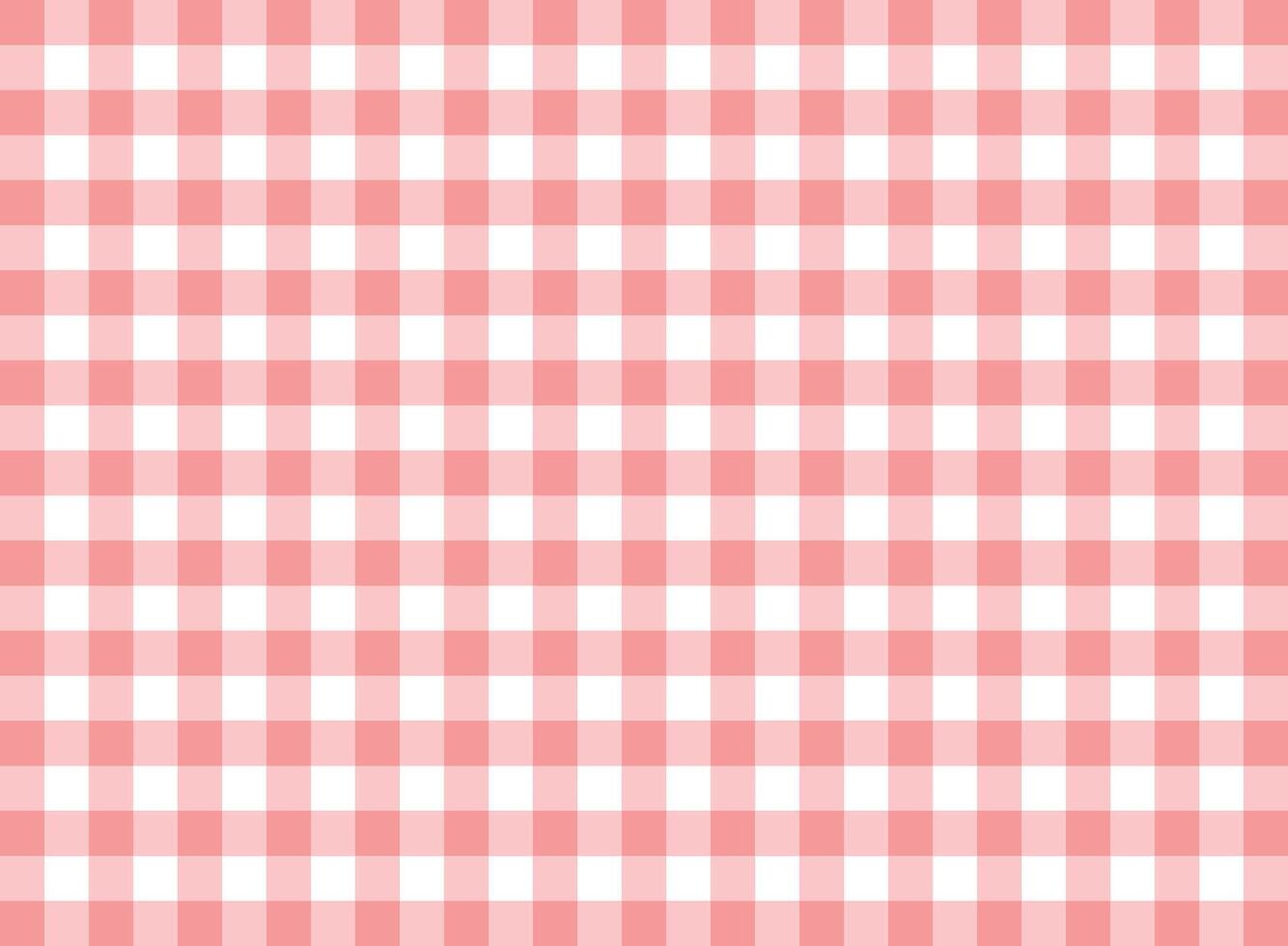 A pink and white gingham fabric background vector