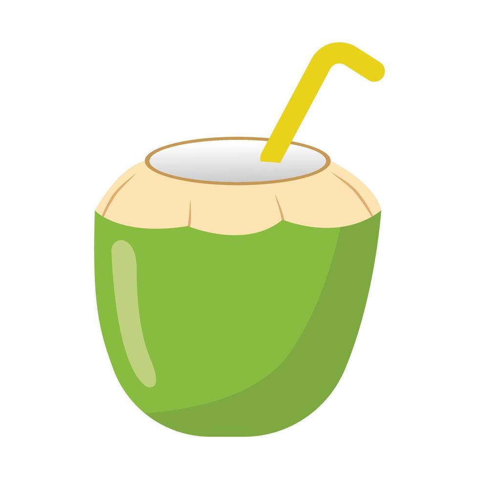 Young coconut ready to drink. perfect for summer. vector