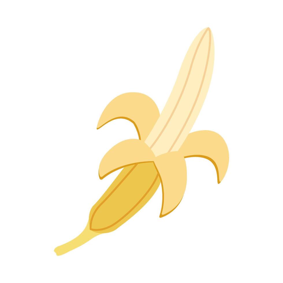 Banana yellow tropical fruit. Flat cartoon illustration isolated on white background. vector