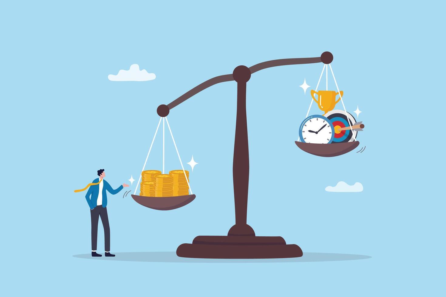Cost efficiency, success money management for best outcome, control expense, budget to optimize project achievement concept, businessman control money cost efficiency for time and success target. vector