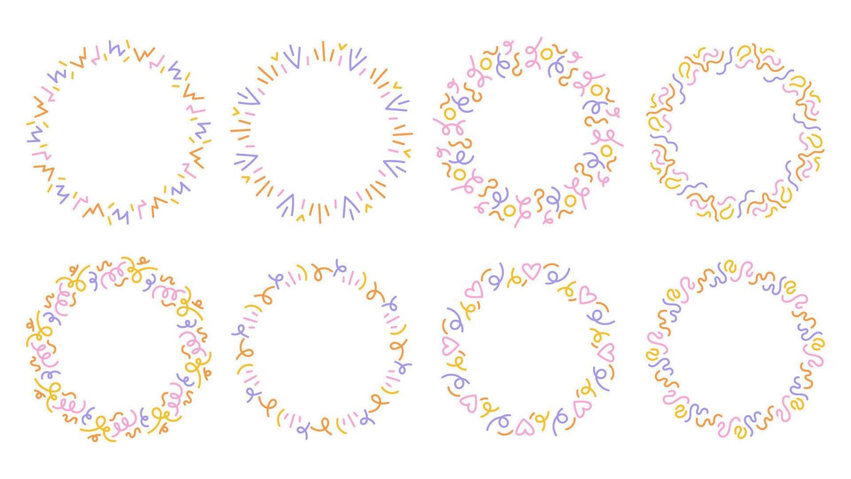 Celebratory Confetti Circle Frames Set vector