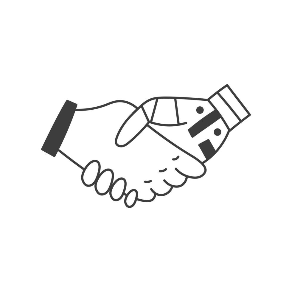 Human and Robot Shaking Hands vector