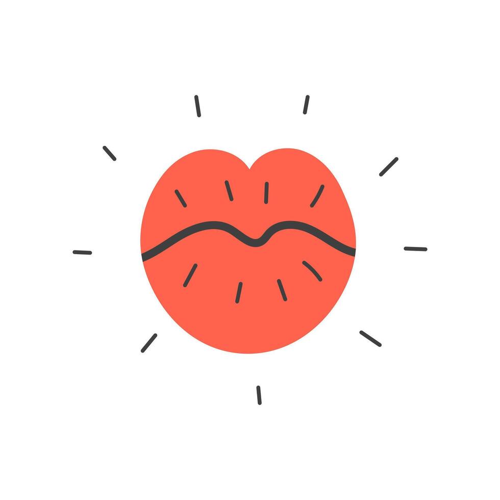 Heart Lips minimal sketch vector