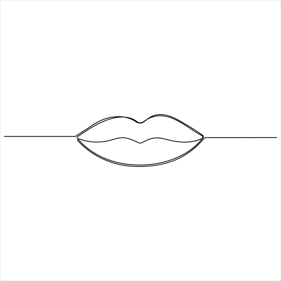 Minimalist continuous line art drawing of Lips illustration vector
