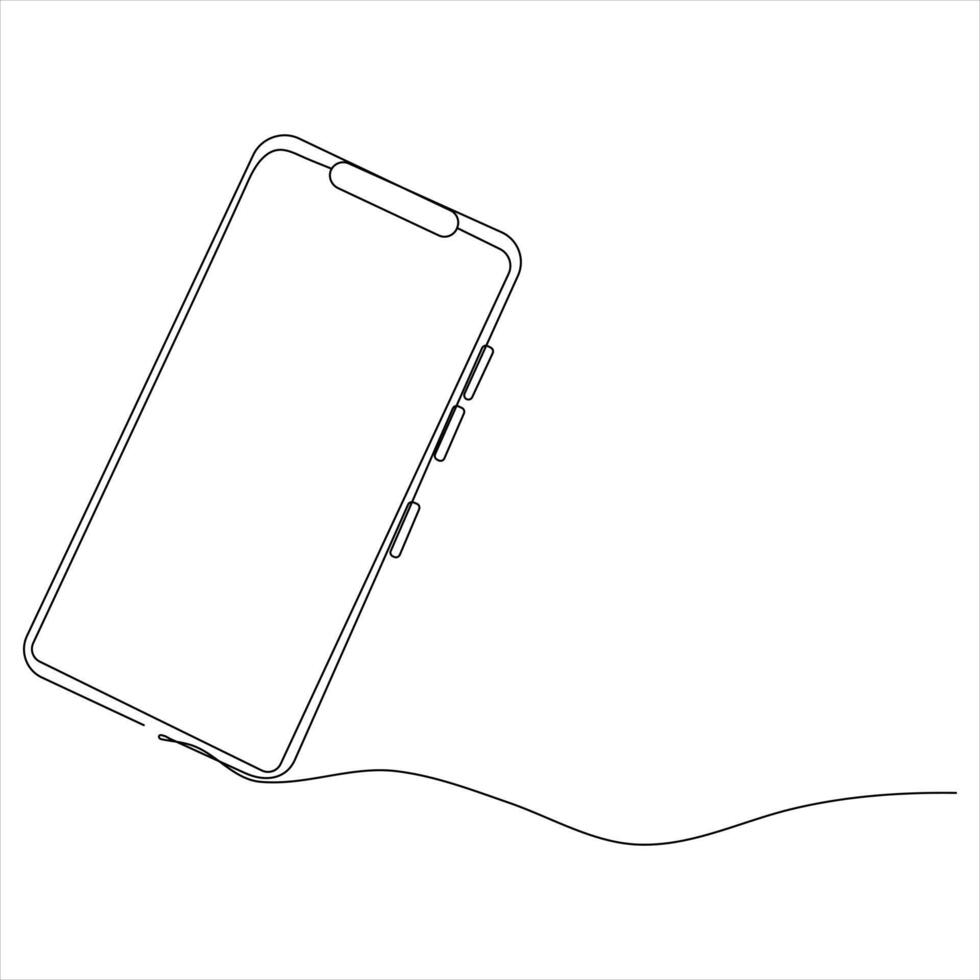 Minimalist Smartphone line drawing illustration vector