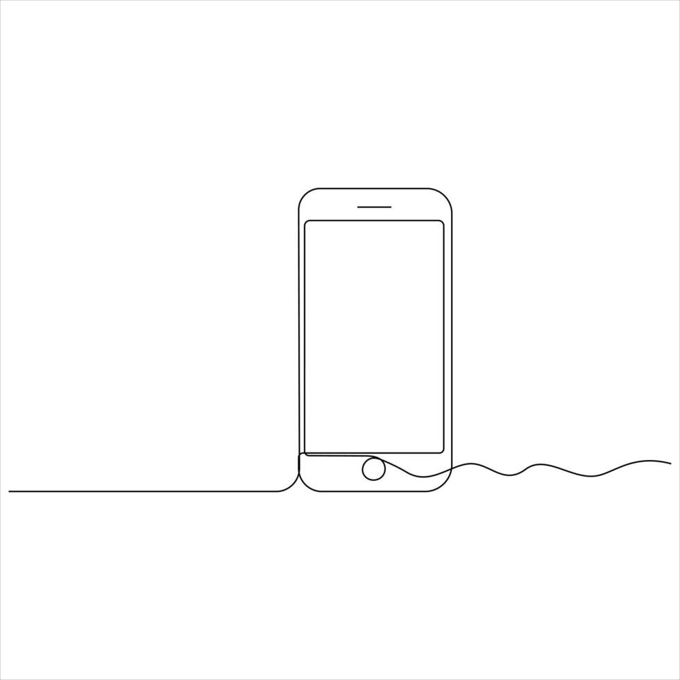 Minimalist Smartphone line drawing isolated vector