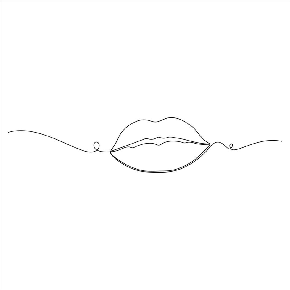 Minimalist line art of Lips continuous line art vector