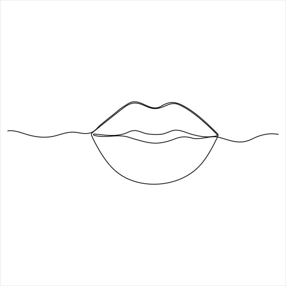 Minimalist one continuous line art of Lips vector