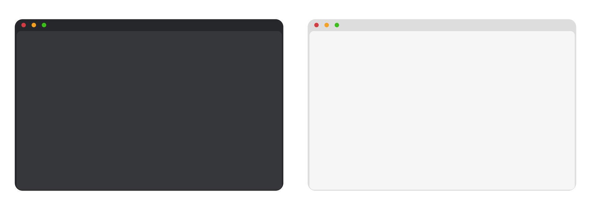 Web browser mockup window in dark and light mode modern flat simple line. web interface blank. Frame screen webpage ui template, interface bar. vector