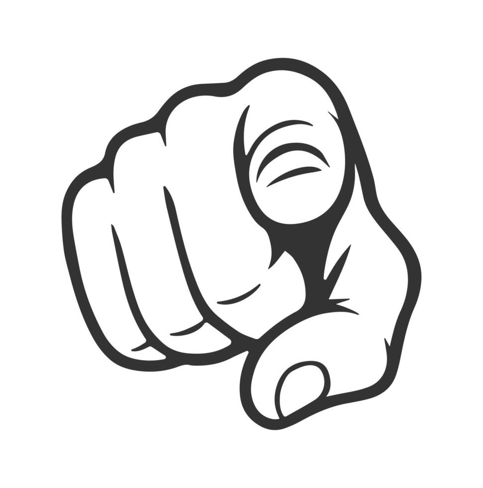 Finger pointing at you icon symbol. We want you hand logo sign template. hand illustration image. Isolated on white background. vector