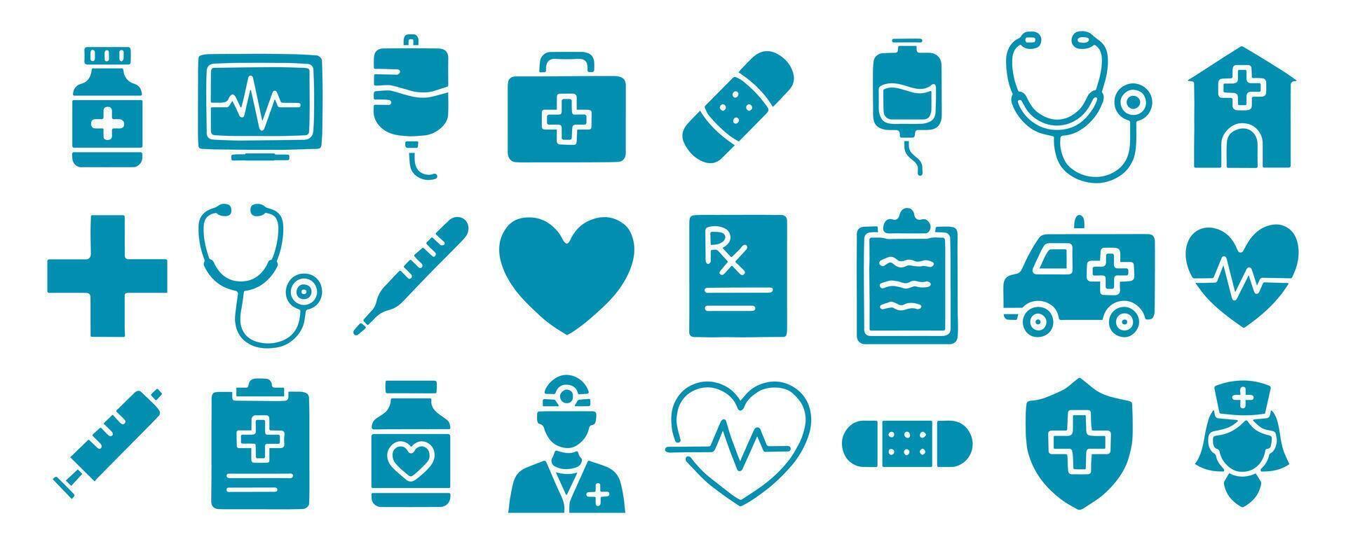 Healthcare hand drawn style icon symbol set. Medical Drawing icons collection. Hospital doctor logo pack. illustration image. Isolated on white background. vector
